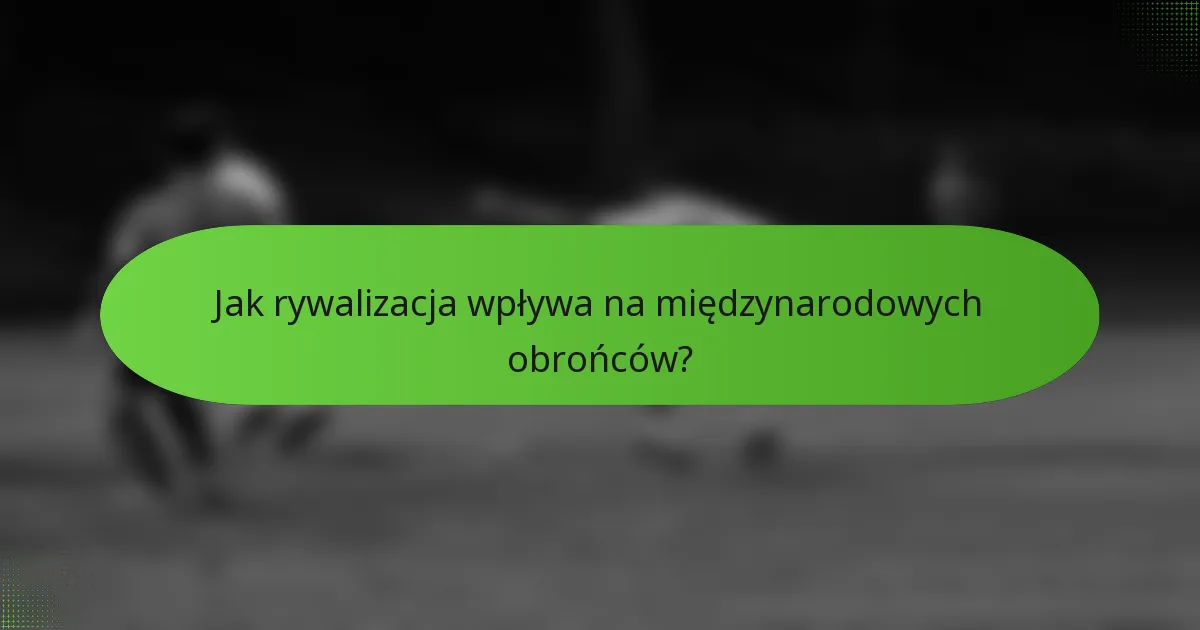 Jak rywalizacja wpływa na międzynarodowych obrońców?
